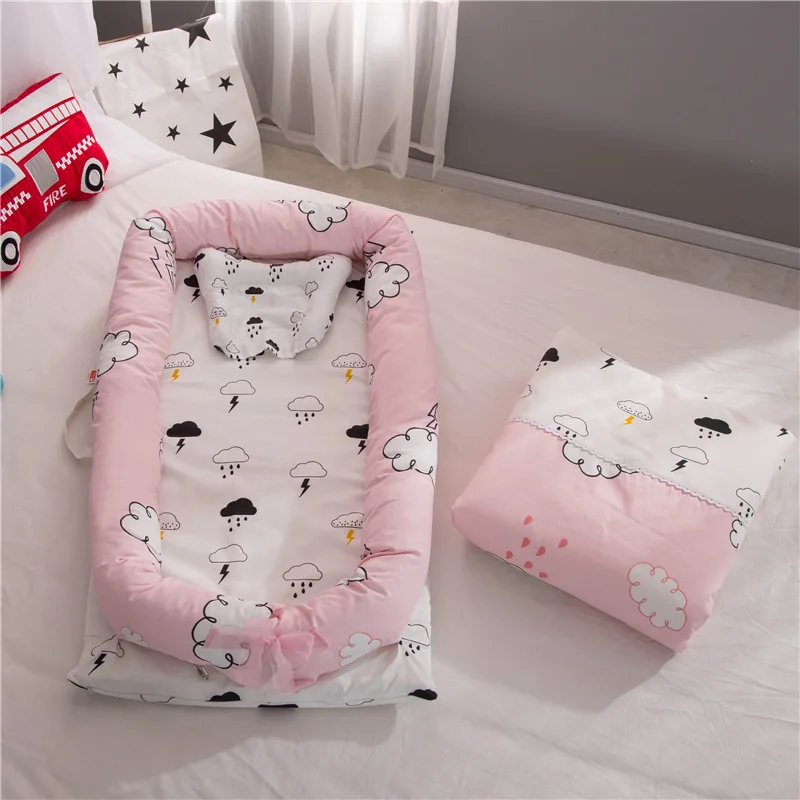 

Cartoon Portable Baby Nest Multifunctional Crib Cotton Newborn Infant Hammock Washable Toddler Cradle Soft Travel Sleeping Cot