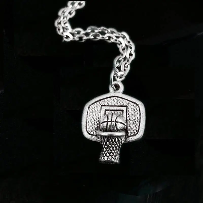 12pcs/lot Basketball Necklace Basketball Hoop Charm Basketball Pendant