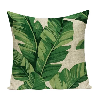 Тропические растения наволочка льняная Пальмовая печать диванные подушки декоративная тропическая Мода подушка для украшения дивана чехол - Цвет: 14