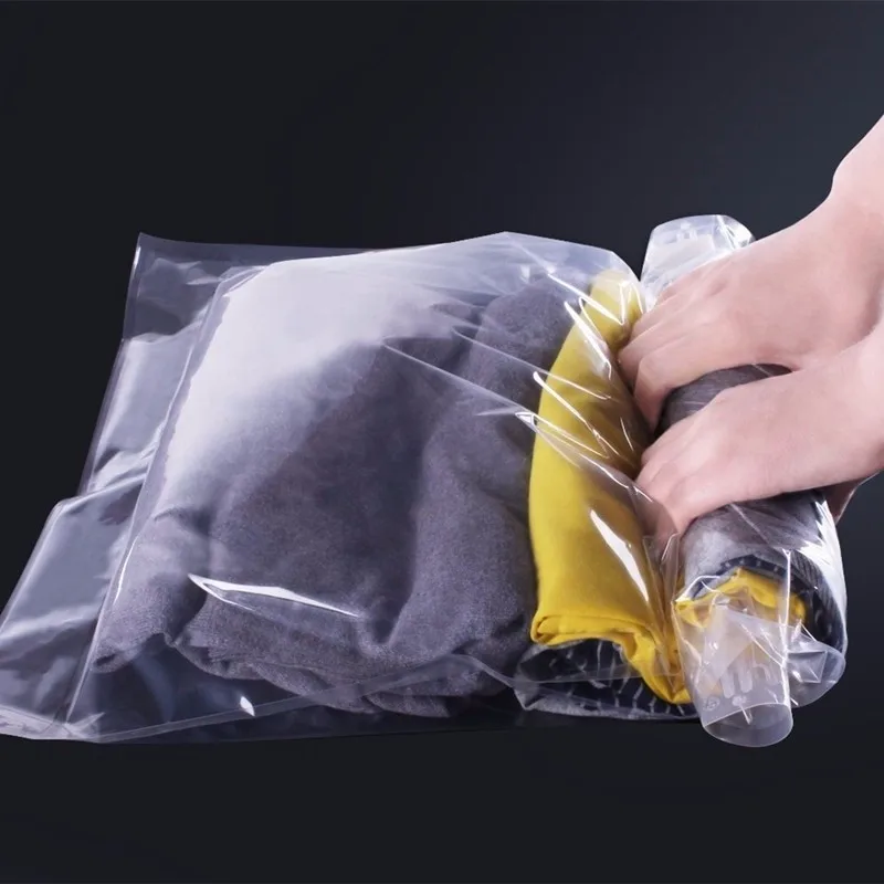 Home Vacuum Storage Bag Useful Space Saver Without Air Pump 4 Size Travel Compress Roll Up