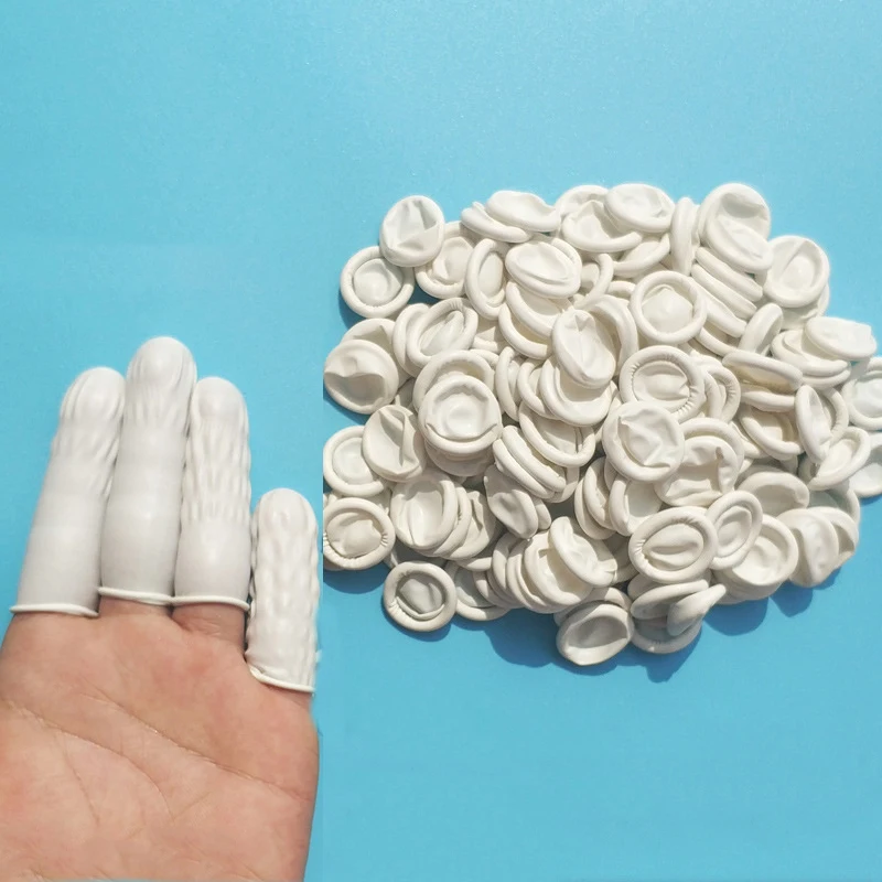 

150pcs Natural Rubber Gloves Finger Cots Latex Fingertip Protective Disposable Gloves