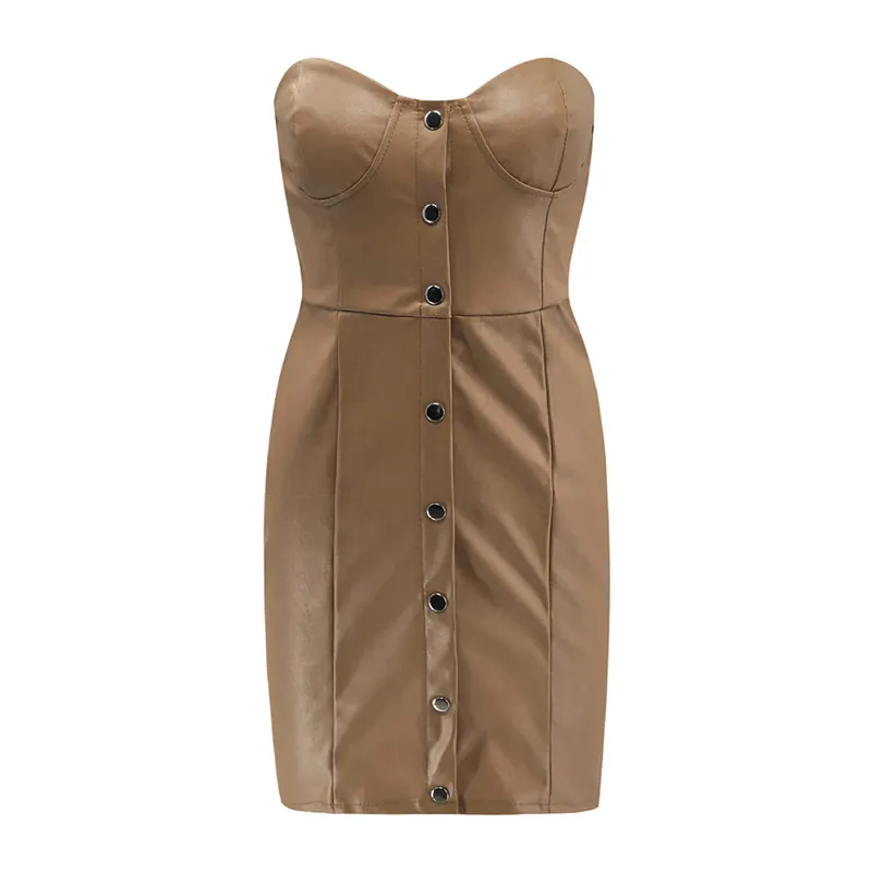 Forefair Leather Bodycon Dress Sexy (3)