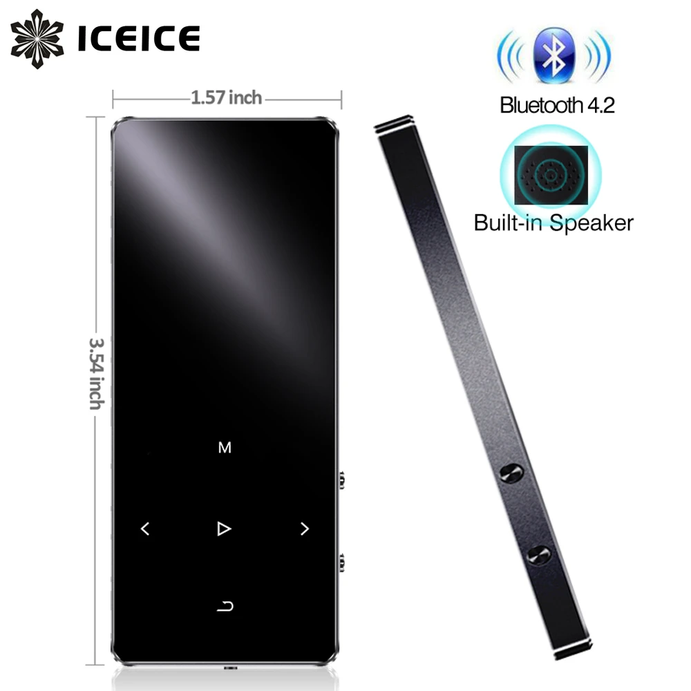 android mp3 player ICEICE Player MP3 bluetooth with built-in Speaker 1.8 inch Screen touch keys hi fi sport MP3 music player portable metal walkman mp3 player for youtube