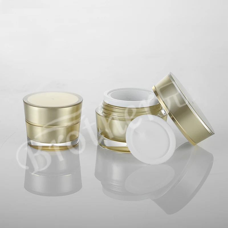 

Makeup tools 5g 10g Golden Acrylic Plastic Conical Cosmetic Jars Empty Face Cream Refillable Bottles Sample Jar 100pcs/lot