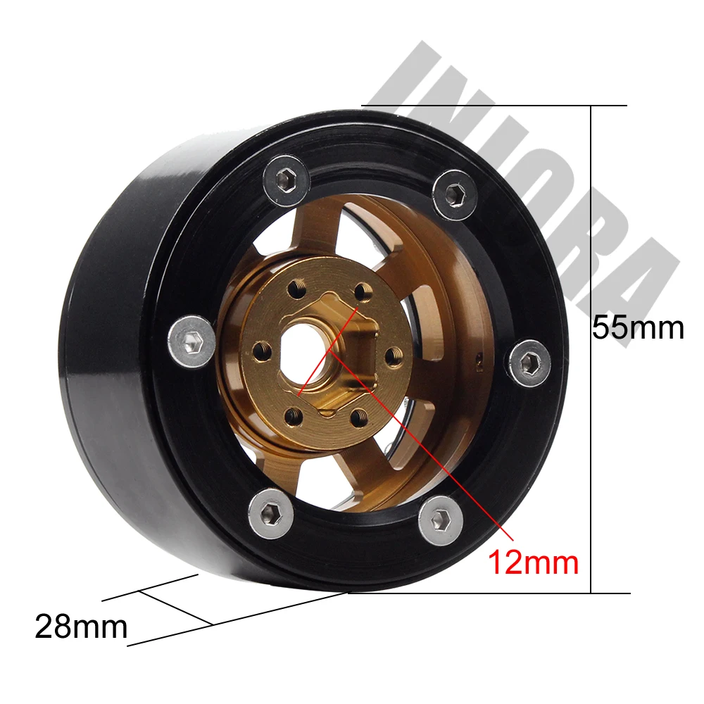 INJORA 4 шт. металлический сплав золото 1,9 обод колеса Beadlock Ступица колеса для 1/10 RC Гусеничный автомобиль осевой SCX10 90046 D90 TF2