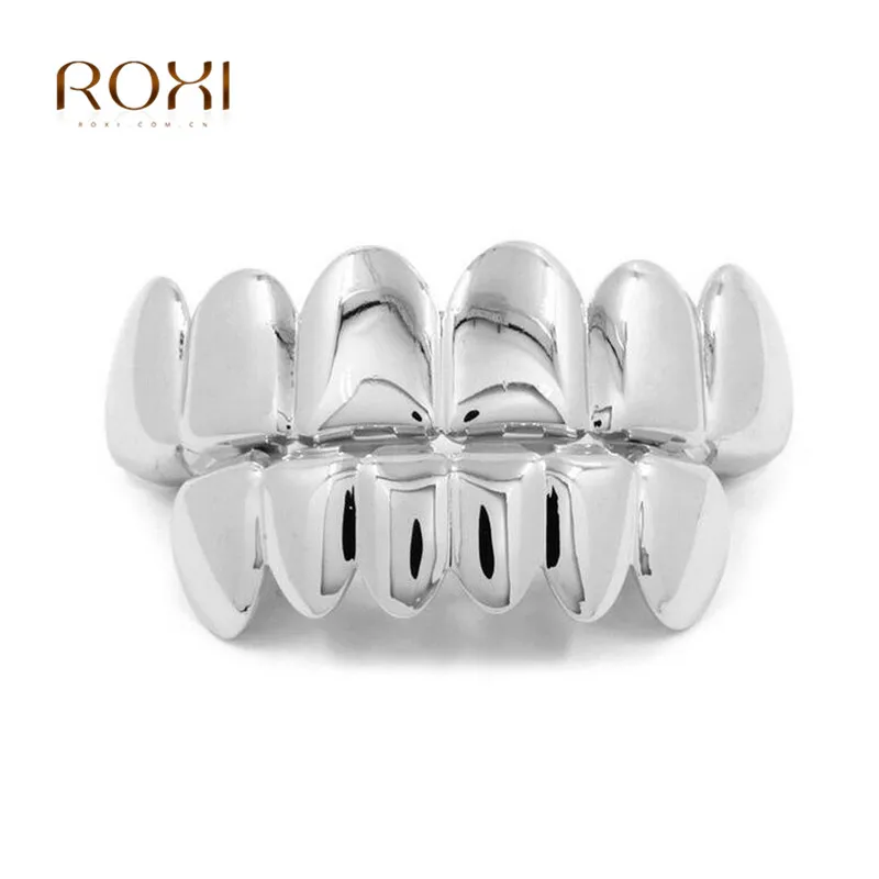 

Rose Gold Hip Hop Teeth Grillz Top Bottom Grills Dental Mouth Punk Teeth Caps Cosplay Rock Party Tooth Rapper Vampire Jewelry Z4