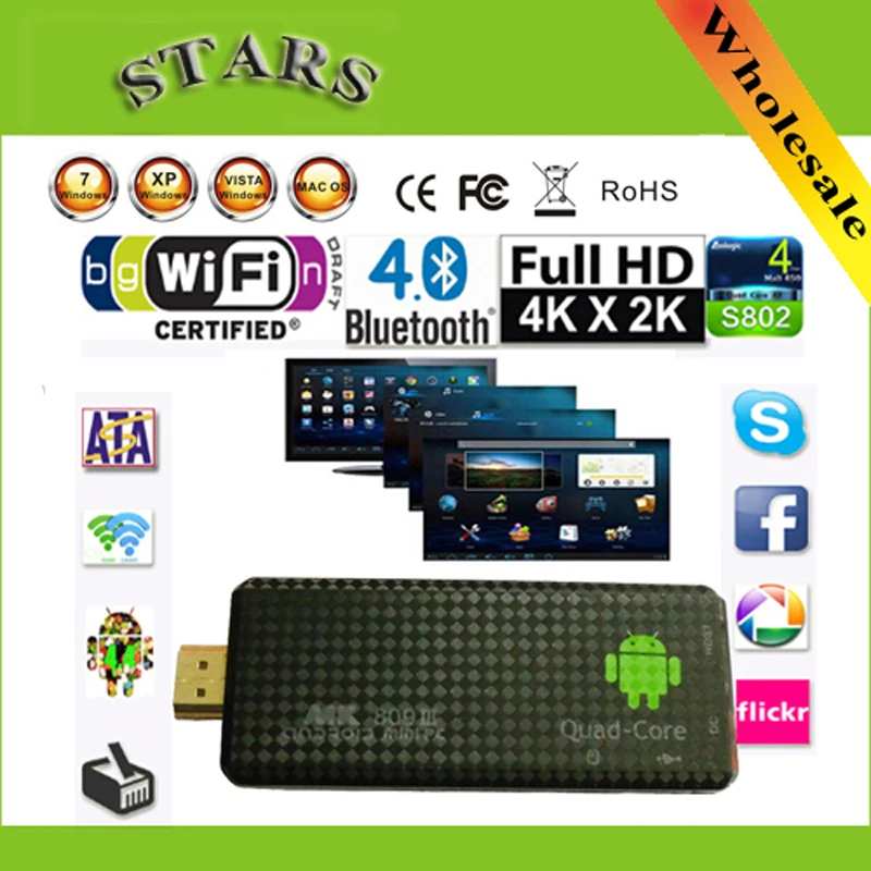 Android 4.2.2 mini PC Quad core RK3188 Google TV Box MK809III 2GB RAM 8GB ROM Bluetooth Wifi HDMI XBMC tv stick MK809 III