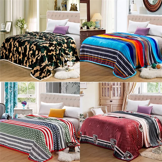 Quality Camouflage Colorful Stripe Plush Faux Mink Flannel Fleece Quality Camouflage Colorful Stripe Plush Faux Mink Flannel Fleece Blanket Throws Twin Full Queen