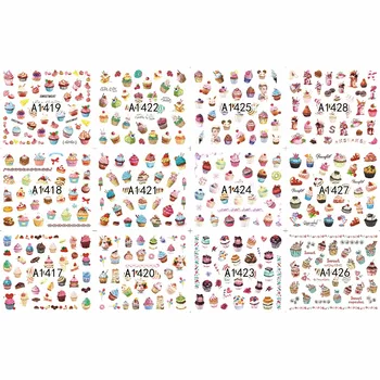 

12 PACKS / LOT NAIL ART BEAUTY WATER DECAL SLIDER NAIL CUTE CARTOON ICE CREAM DESSERT CHOCOLATE CANDY A1417-1428