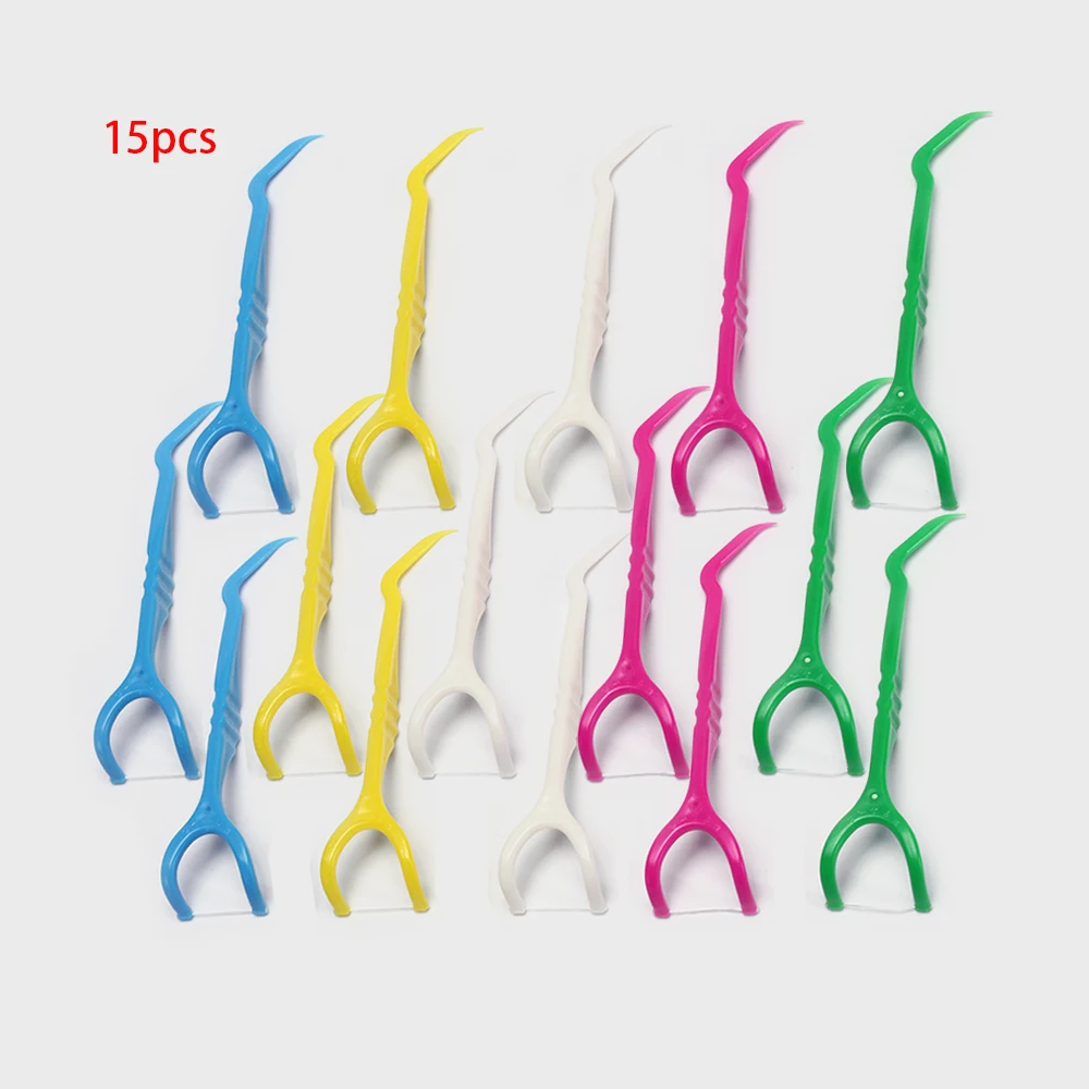 AZDENT 15 Pcs Y Shape Dental Floss Oral Care Tooth Cleaner Teeth Stick