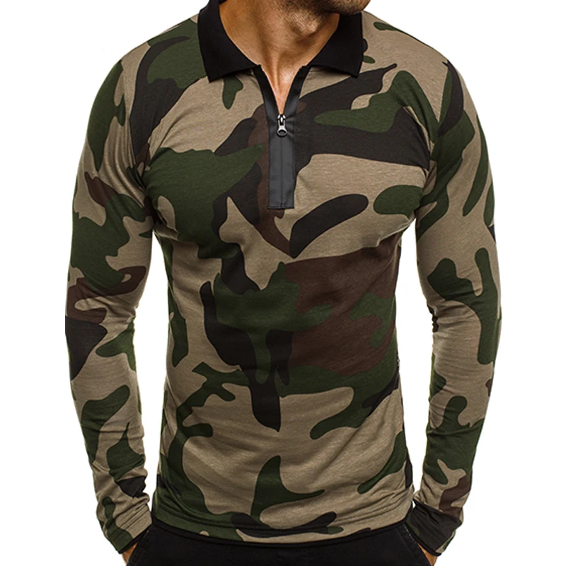 

ZOGAA Brand 2018 New Casual Polo Shirt for Men Long Sleeve Camouflage POLO Harajuku Streetwear Shirts