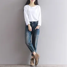 Осенне-зимние женские джинсы, модные штаны-шаровары для женщин и девочек, большие размеры, Длинные свободные брюки с высокой талией на молнии, Fly XXXL