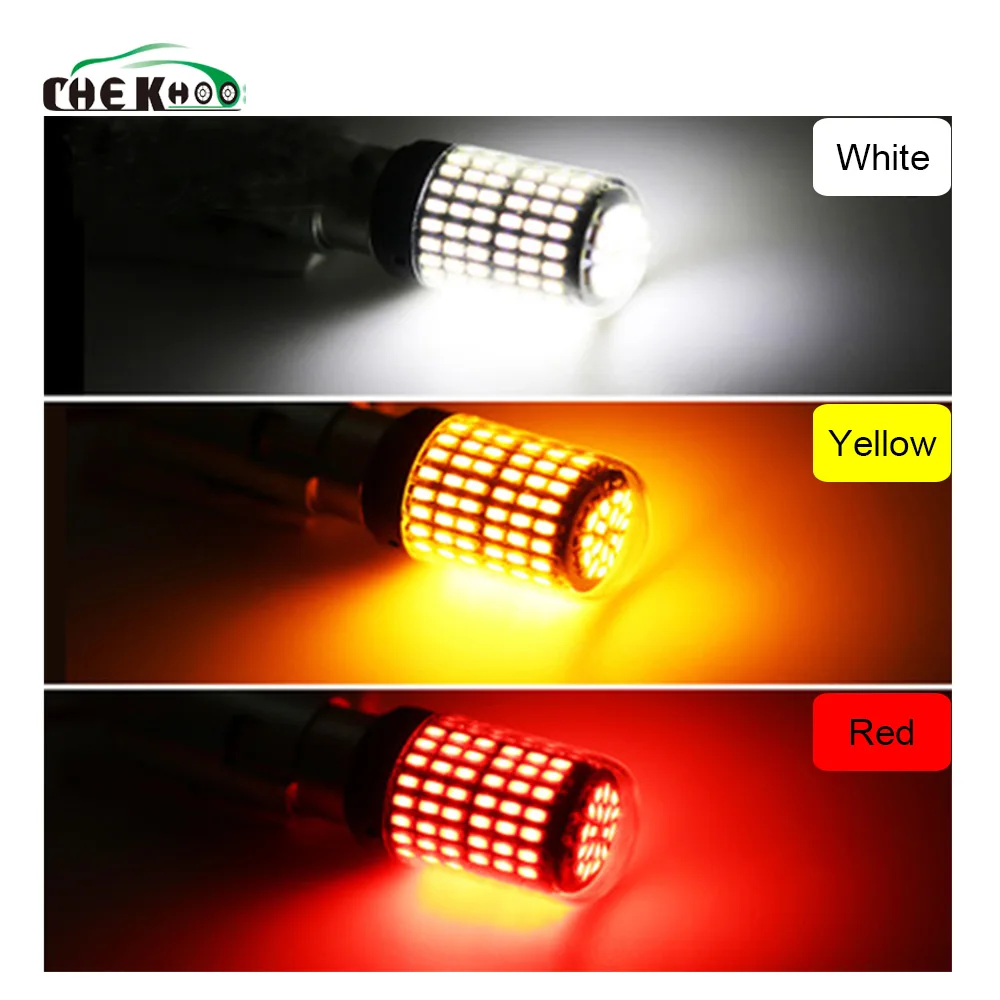 1 шт. светодиодный светильник T20 7440 W21W 3014 144smd CanBus без ошибок 1156 BA15S P21W для