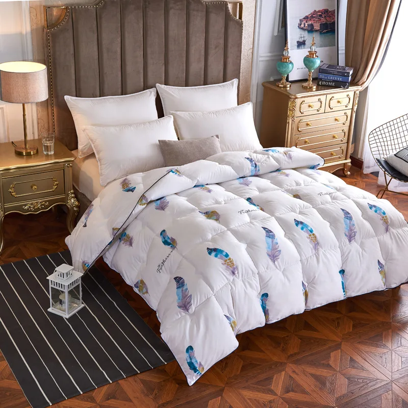 Feather Print Thicken Warm Comforter Blanket Quilt Duvet For