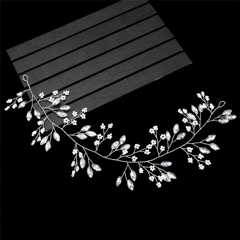 Luxury Crystal Wedding Hair Accessories Headband Simulated Pearl Bridal Hair Vine Hairbands Crown Headpiece Bride Tiara Jewelry