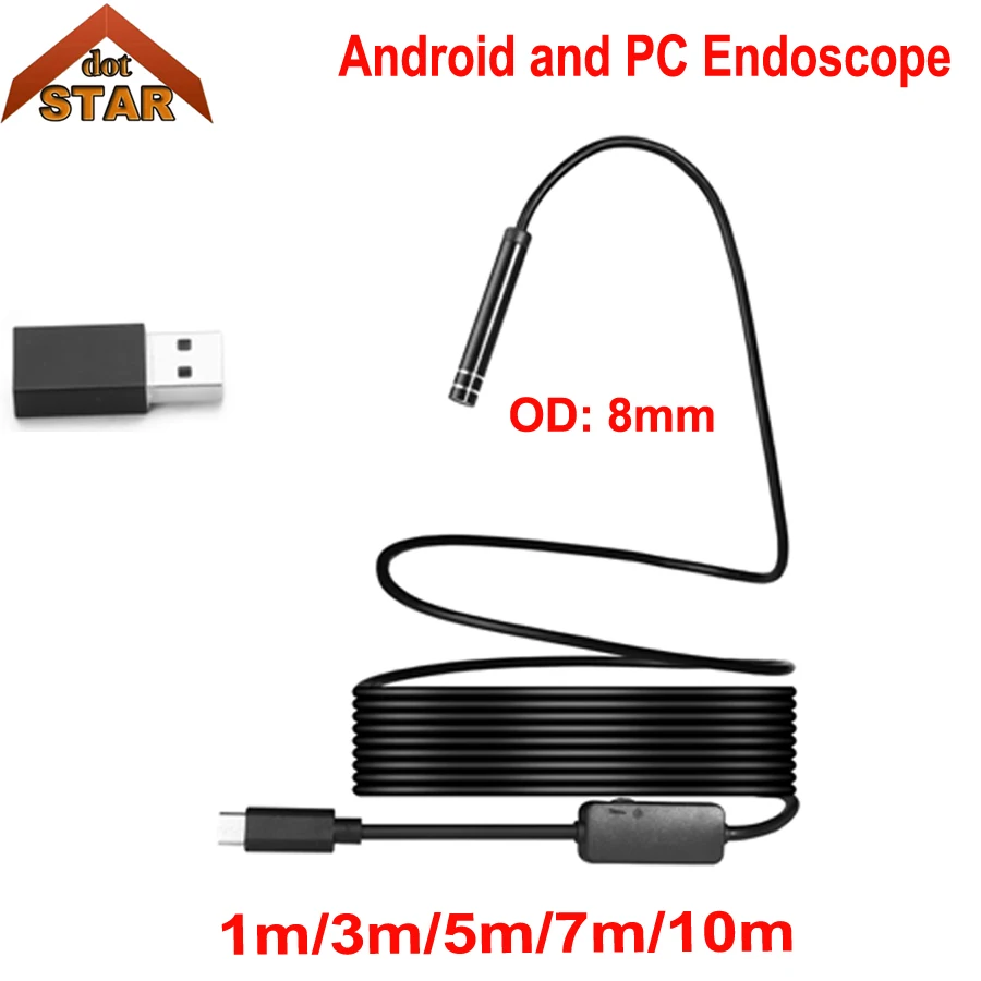 USB Endoscope Camera HD Android Endoscopic Camera 8mm lens 1m 3m 5m 10m Android PC Boroscope