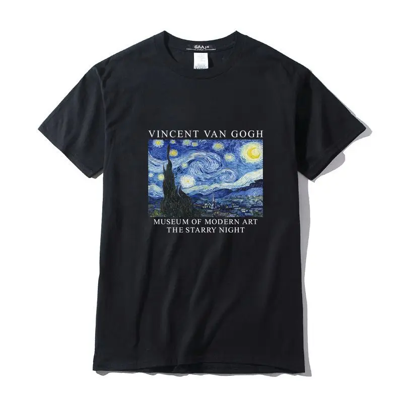 

GAAJ Vincent Van Gogh The Starry Night 100 Cotton T Shirt Women O-neck Fashion Woman T-Shirt Short Sleeve Clothes 608P4#