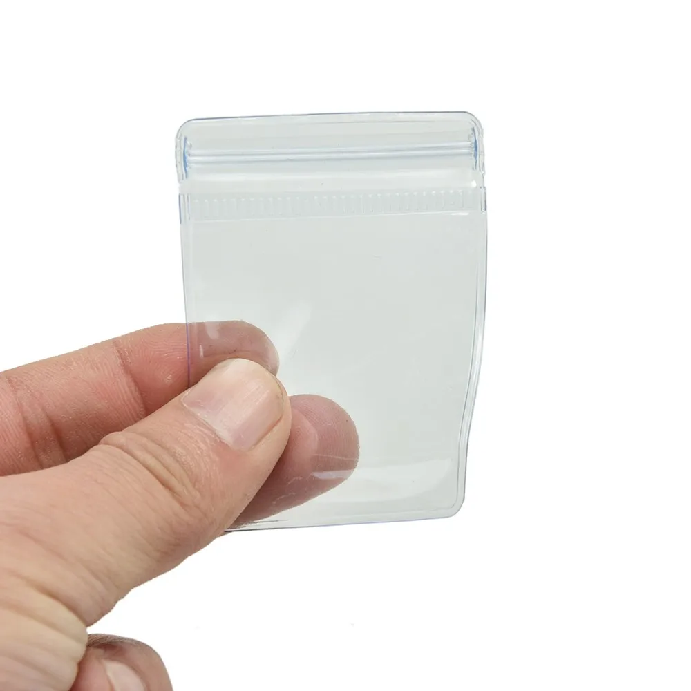 100Pcs/lot Clear PVC Plastic Coin Bag Case Wallets Storage Envelopes