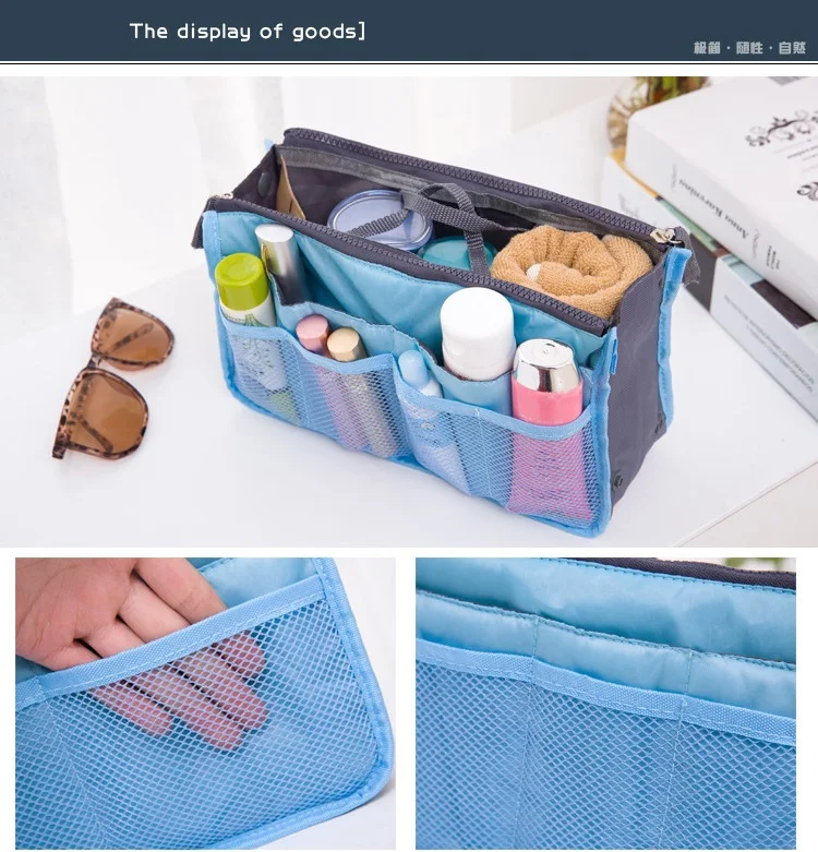 Прямая, Корейская многофункциональная сумка для хранения, многосетчатые карманы, двойная молния, утолщенная губка, Сумка среднего размера, сумка для стирки SGQ01
