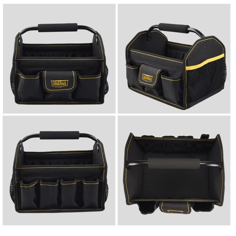 Odin&Bosch Cheap empty portable hardware mechanic us general open tool bag with metal hand