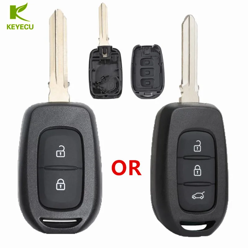 

KEYECU Replacement Remote Key Shell Case Housing fob 2/3 Button for Renault Duster Trafic Clio4 Master3 Logan Dokker 2013-2017