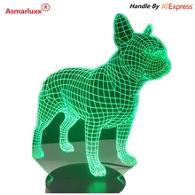 Французский бульдог 3D светодиодный ночник 7 цветов USB голограмма Декор настольная лампа настольная огни День рождения подарок для детей друзей