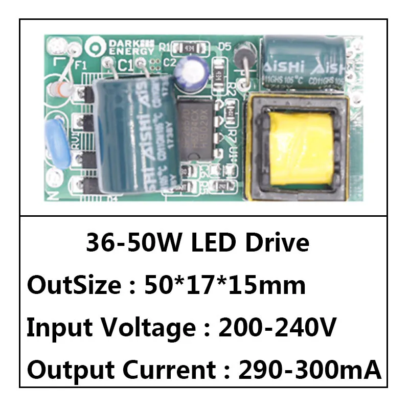 Светодиодный драйвер 8 Вт-50 Вт источник питания постоянный ток 290-300ма автоматический контроль напряжения трансформаторы для Светодиодный светильник DIY - Цвет: 36-50W