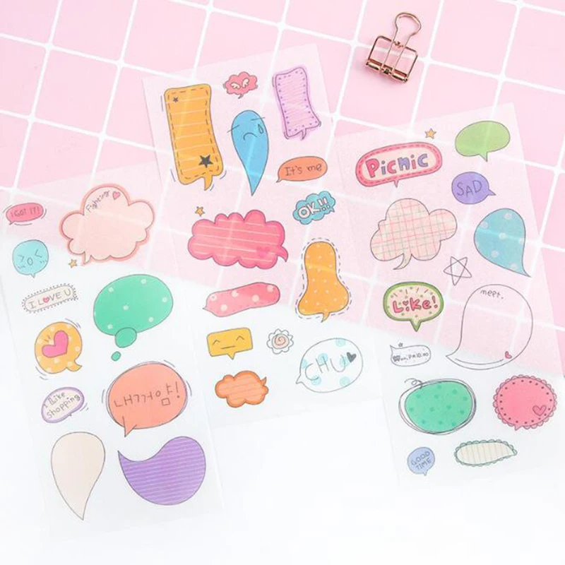 

6pc/bag Personality Creative Dialog Transparent Pvc Stickers Student Stationery Diary Decoration Collage Handmade Stickers Gifts
