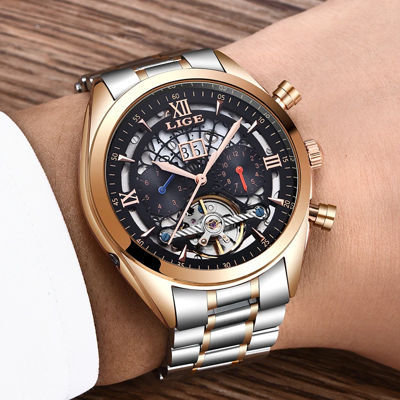 Mechanical Watch LIGE Top Brand Luxury Male Automatic Watch Men Casual Leather Military Waterproof Sport Watch Relogio Masculino Mechanical Watch LIGE Top Brand Luxury Male Automatic Watch Men Casual Leather Military Waterproof Sport Watch Relogio Masculino