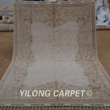 Yilong 5,5 'x8' Топ hereke ковёр из шелка и шерсти ручной работы бежевый изысканный персидская шерсть ковер(1904
