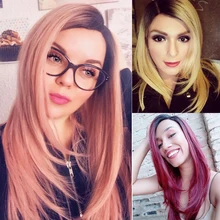 MAGIC Lace Front Synthetic Wigs For Black Women Middle Long 24 Soft Ombre Red Wig With Dark Roots Wavy Heat Resistant Fiber Hair MAGIC Lace Front Synthetic Wigs For Black Women Middle Long 24 Soft Ombre Red Wig With Dark Roots Wavy Heat Resistant Fiber Hair