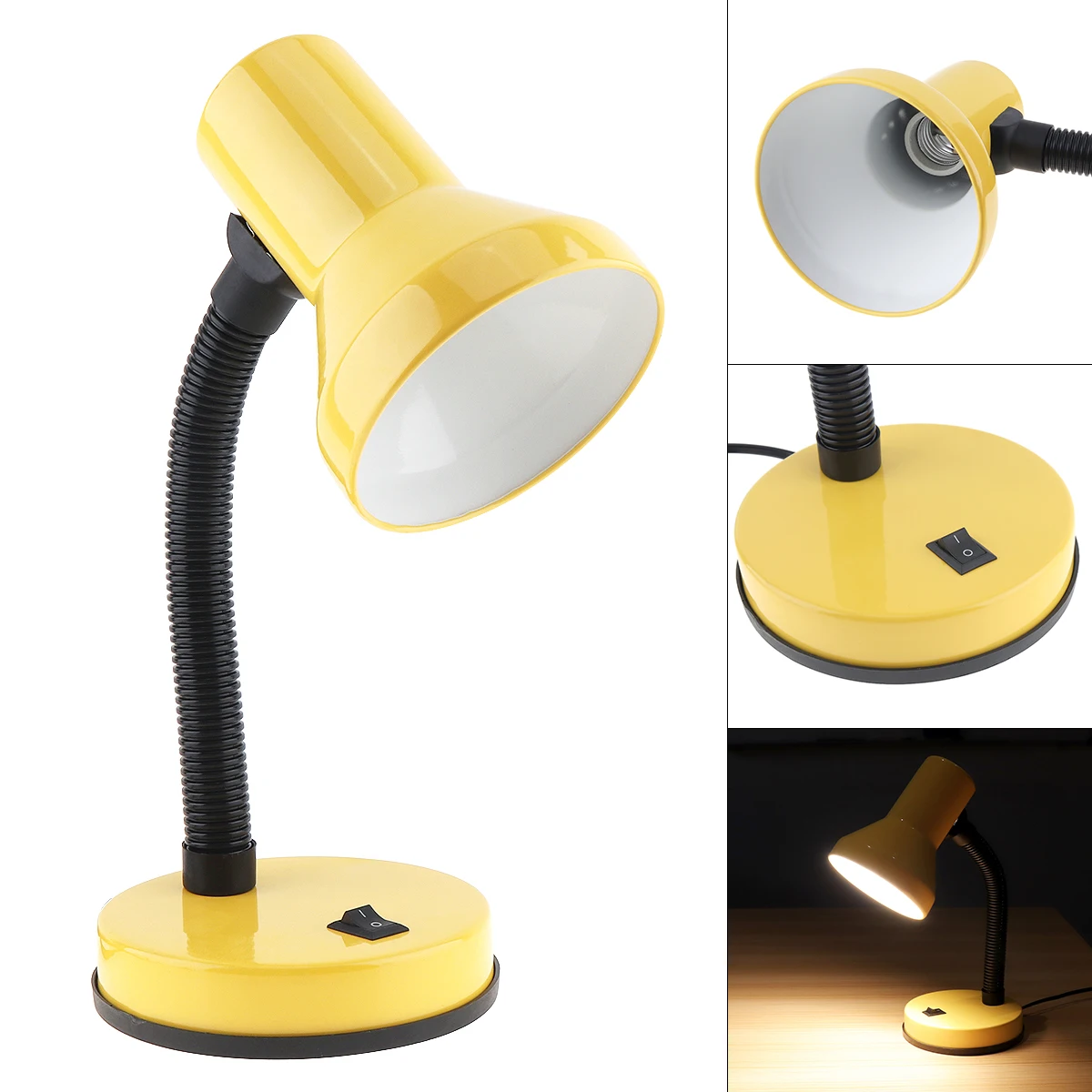 

SecurityIng LED Portable Flexural Desk Lamp Table Lights Push Switch Light Support E27 Bulb for Student Dormitory Book Reading