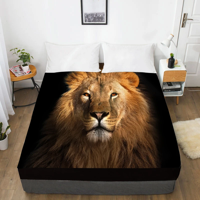3D طباعة مخصص غطاء سرير مع مرونة ، شرشف الملكة/الملك ، الحيوان الأسود الأسد غطاء مرتبة 160x200/150x200 ، هبوط السفينة