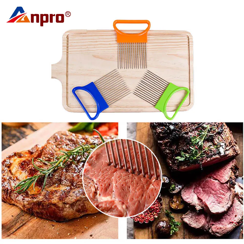 

Anpro Stainless Steel Fork Vegetable Potato Tomato Cutter Slicer Onion Holder for Slicing Peeler Kitchen Cutting Gadget
