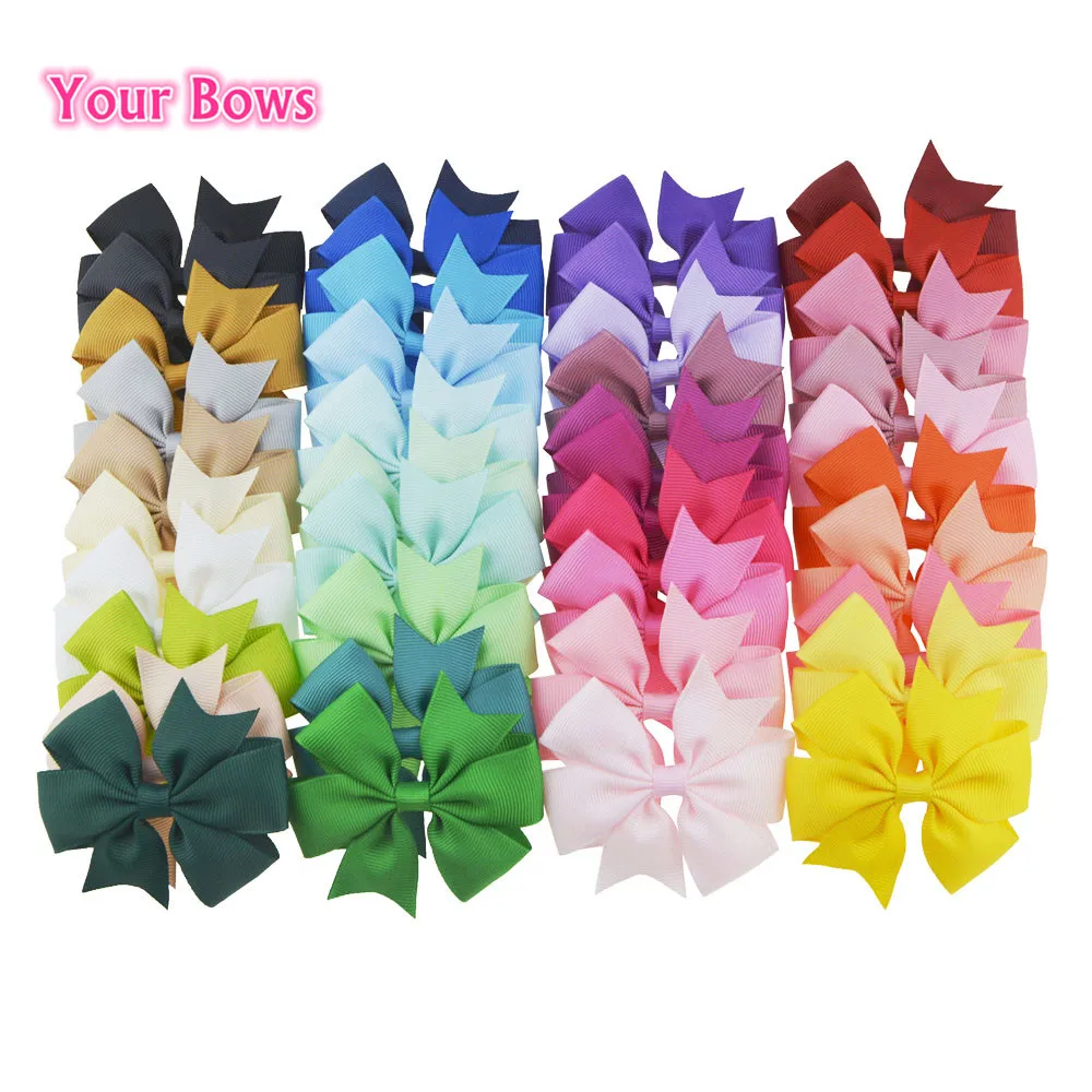 

You Bows 20pcs/40pcs 3Inch Polyester Girls Hair Bows Hairpins Fastion Boutique Solid Bows Hair Clips Children Hair Accessories