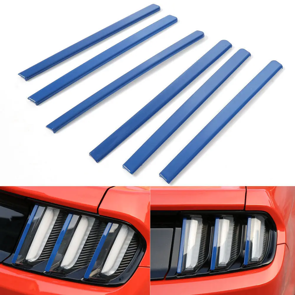 6 шт./компл. ABS синий автомобиль сзади хвост свет лампы украшения бар полосы укладки отделка Подходит для Ford Mustang наклейки аксессуар