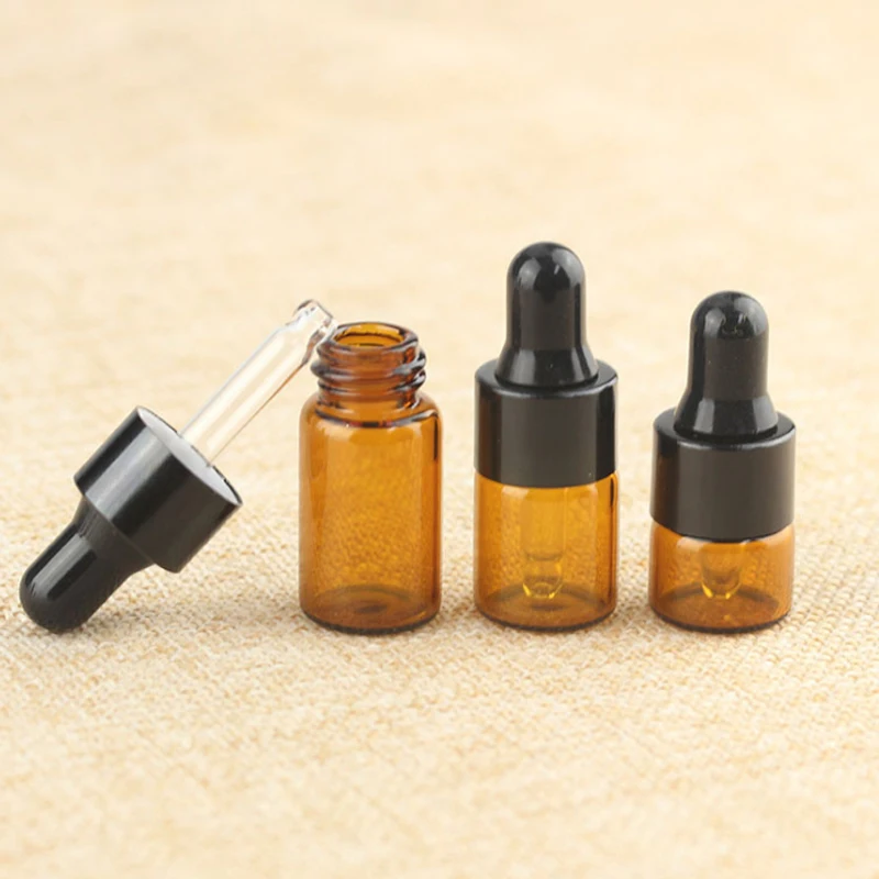 

5Pcs 1ml/2ml/3ml Glass Amber Essential oil Aromatherapy Dropper Bottles Black Aluminum cap Reagent Drop Eye Liquid Pipette Vial