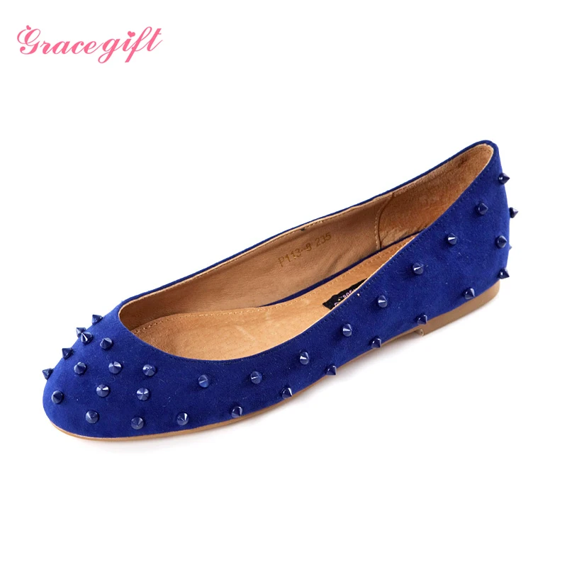 208 gracegift spring fashion metal paint rivet flat single shoes p113 8 ...