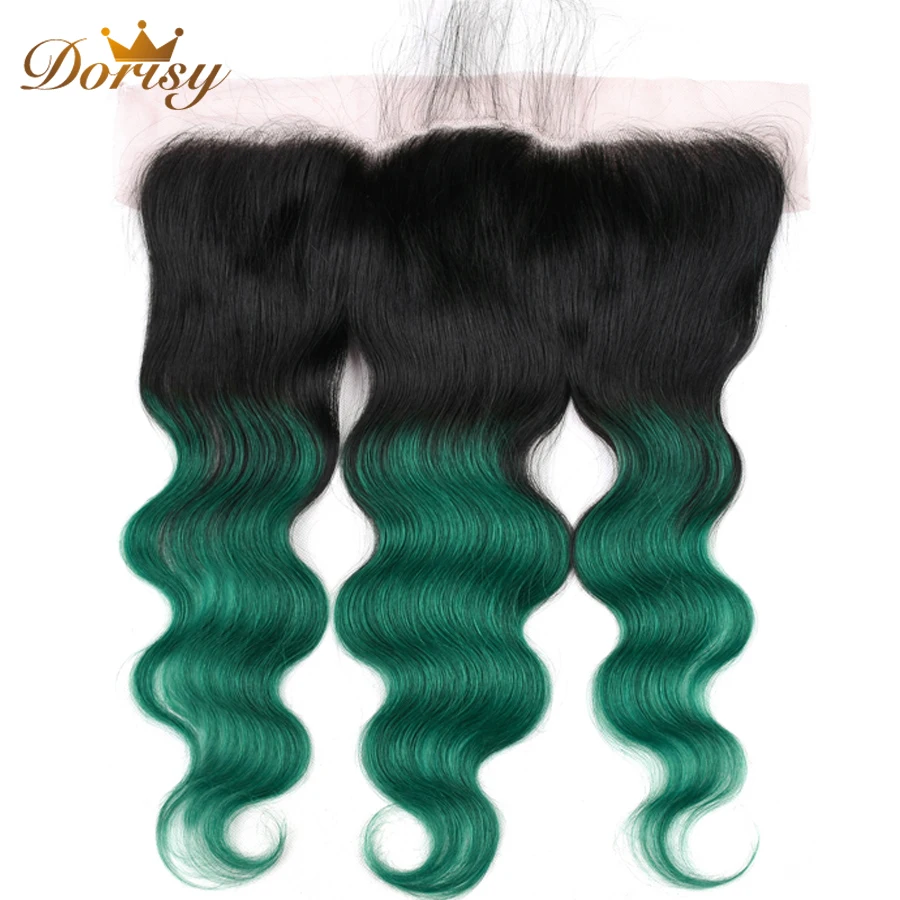 T1b Green Ombre Bundles With Closure Human Hair Bundles With Frontal Lace Frontal With Brazilian Remy Body Wave Hair Bundles