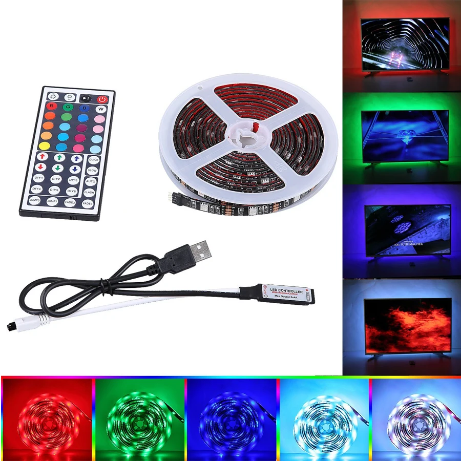 Водонепроницаемый 4X50 см 2x50 см+ 2x100 см 5 В USB RGB светодиодный светильник 5050 SMD светодиодный Сказочный светильник ТВ задний светильник ing Kit пульт дистанционного управления 44key