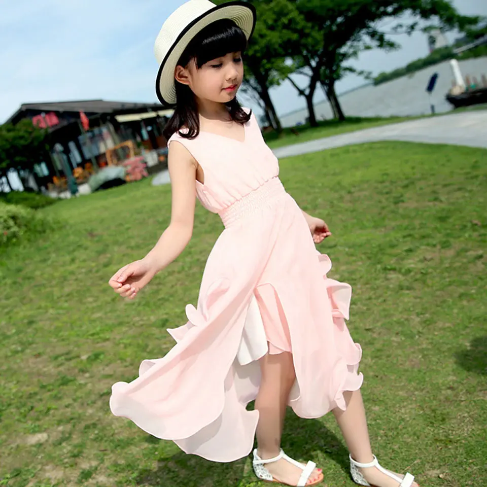 

2019 Summer Kids Dress for Big Girls 8 9 10 to 12 14 Years Sleeveless Girls Beach Dresses Kids Girls Clothes