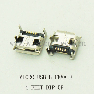 10 шт./лот, разъем Micro USB, разъем для зарядки телефона, мини USB разъем, 5pin, длинный контакт, 4 фута, DIP L = 6,0