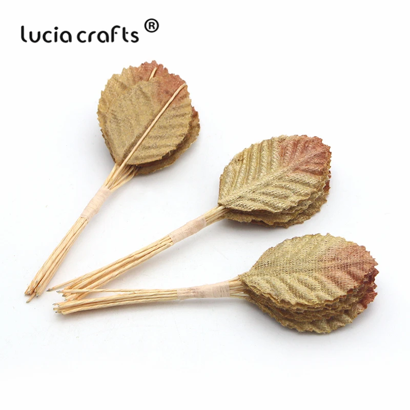 Lucia crafts, 24 шт./лот, искусственные листья, цветы для букета, венки, сделай сам, для дома, вечерние, свадебные украшения, аксессуары A0705
