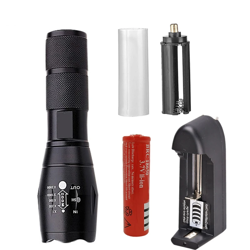 

FX-DZ20A100 Led flashlight Ultra Bright torch XML-T6 XM-L2 LED Flashlight 5 light Modes Zoom LED torch use 18650 or AAA battery