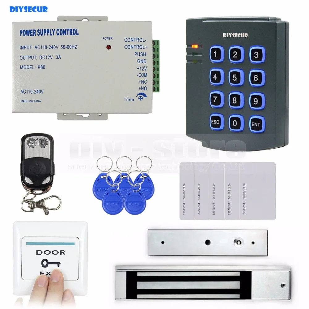 

DIYSECUR Complete 125KHz RFID Keypad Access Control Security System Kit + 280kg Magnetic Lock for Home/Office Use