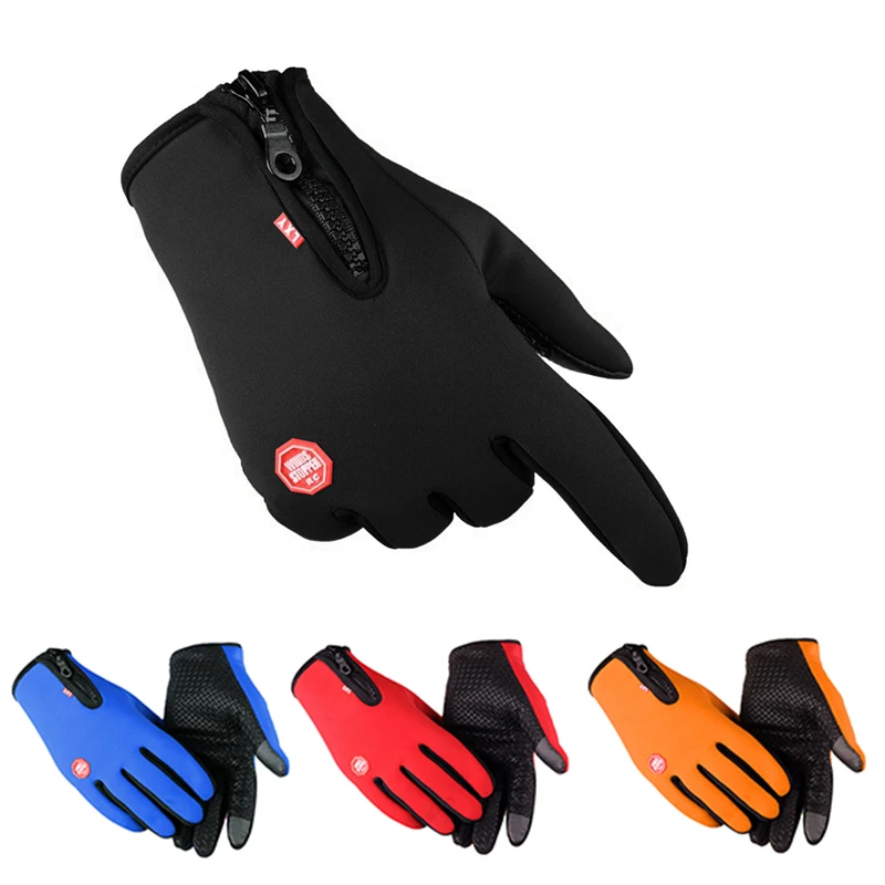 Winter Waterproof Cycling Gloves Touchscreen Thermal Warm Fleece Zip