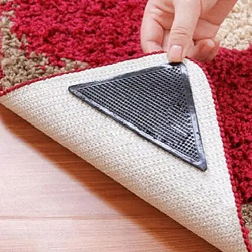 

4 Pairs Carpet Pad Non Slip Tri Sticker Anti Slip Mat mats for living rooms Anti Slip Sticker Carpet Home Floor Rug Mat Reusa