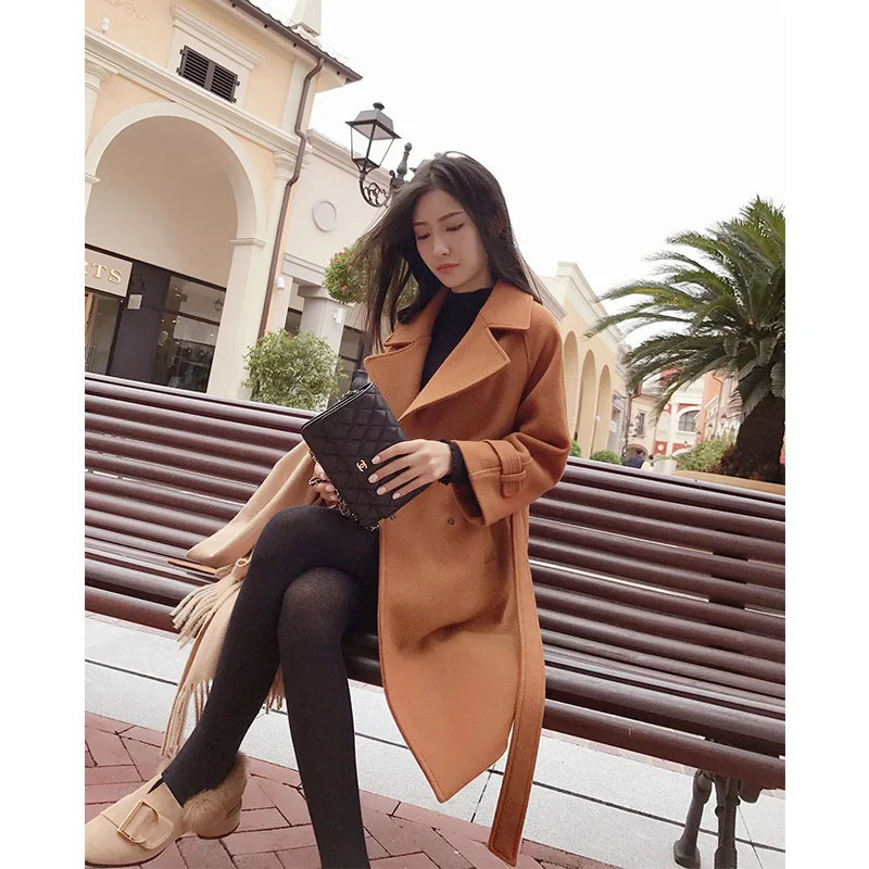 Mishow 2018 autumn and winter woolen coat female Mid-Long New Korean temperament women's popular woolen coat MX17D9636