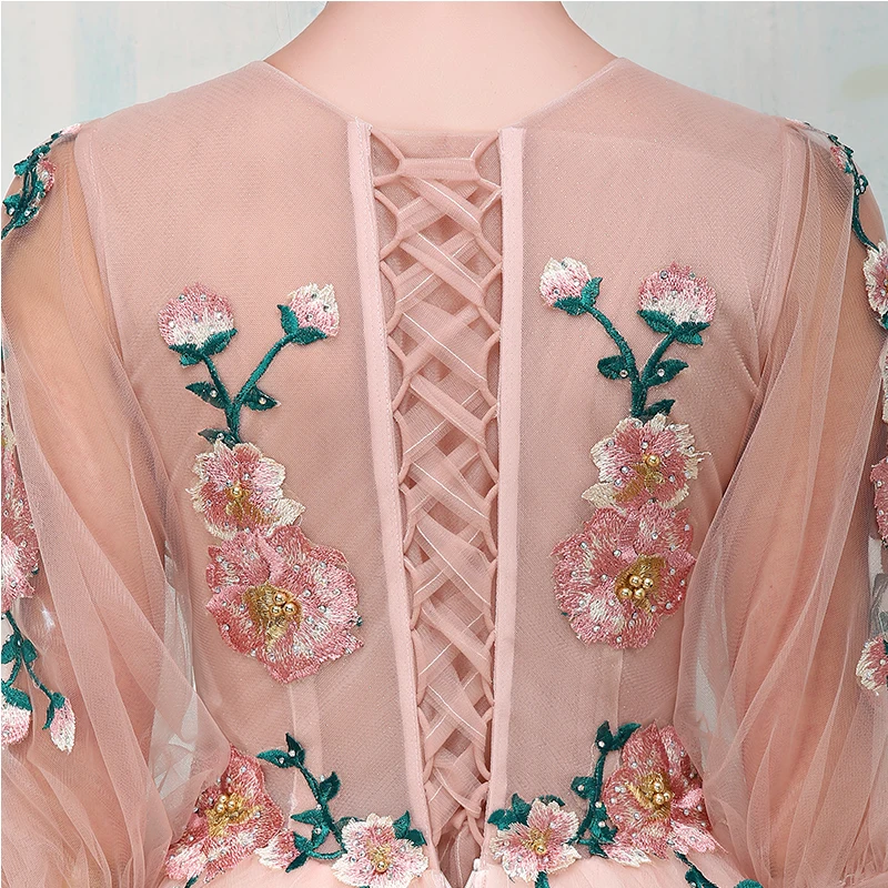 Vestido 2018 розовые платья для выпускного бальное платье принцессы с аппликацией на