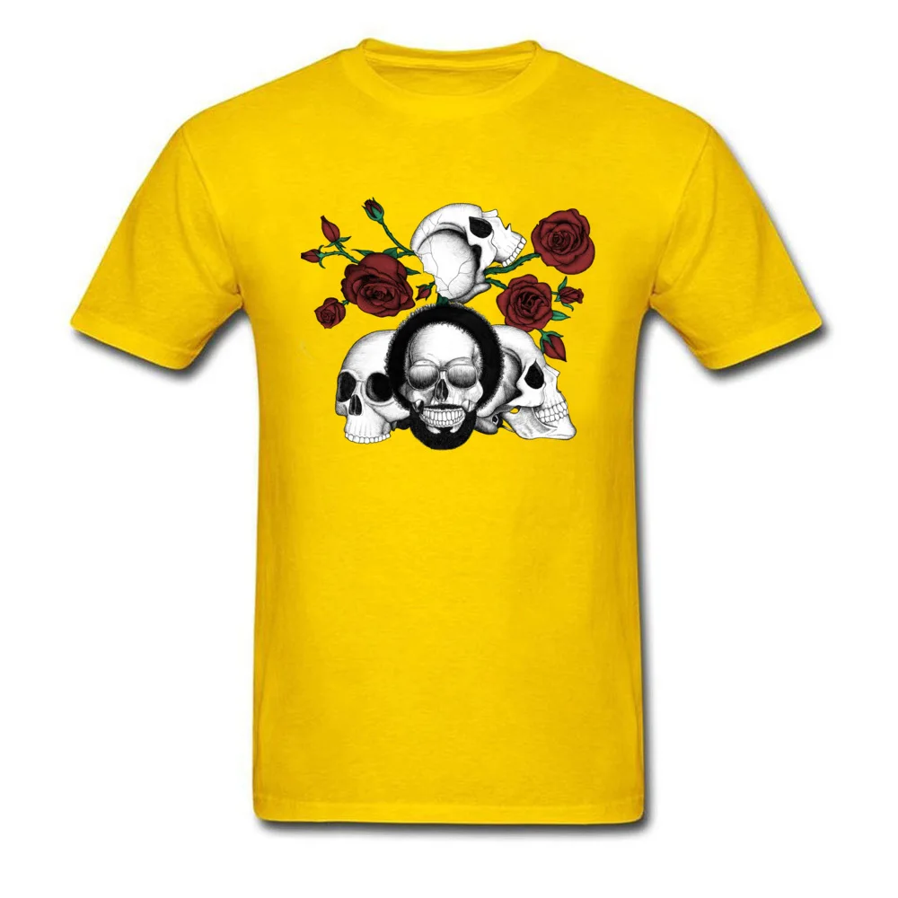 Grunge skulls and red roses afro skull included. Color version_yellow